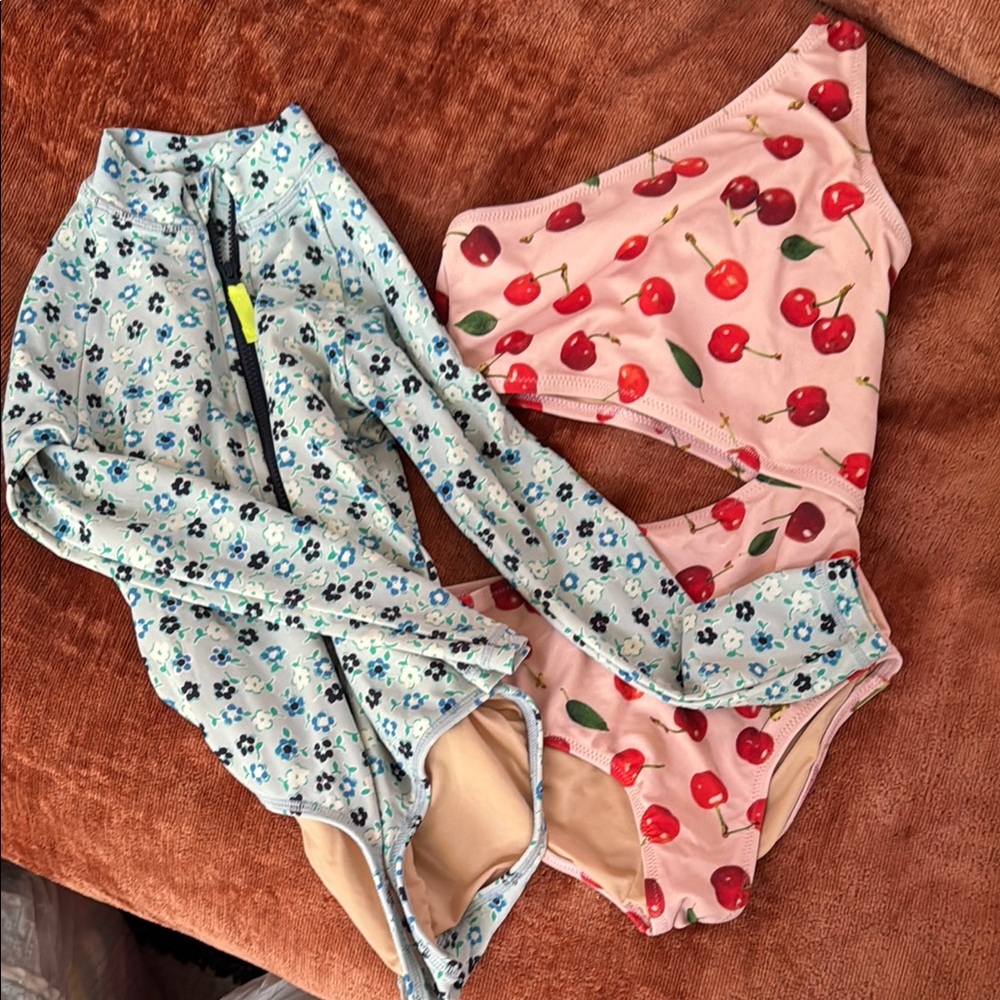 Cherry and Floral Kids Swimwear Set